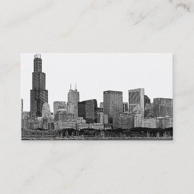 Carte De Visite Chicago Skyline Etché (Devant)