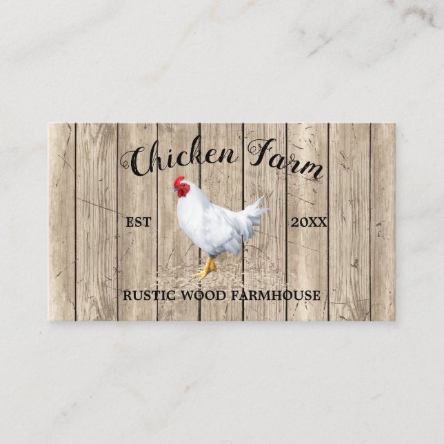 Carte De Visite Chicken Ferme Bois Rustique (Devant)