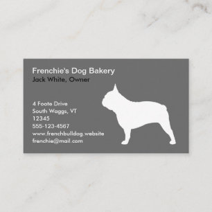 Carte De Visite Chien blanc de la silhouette   Frenchie de