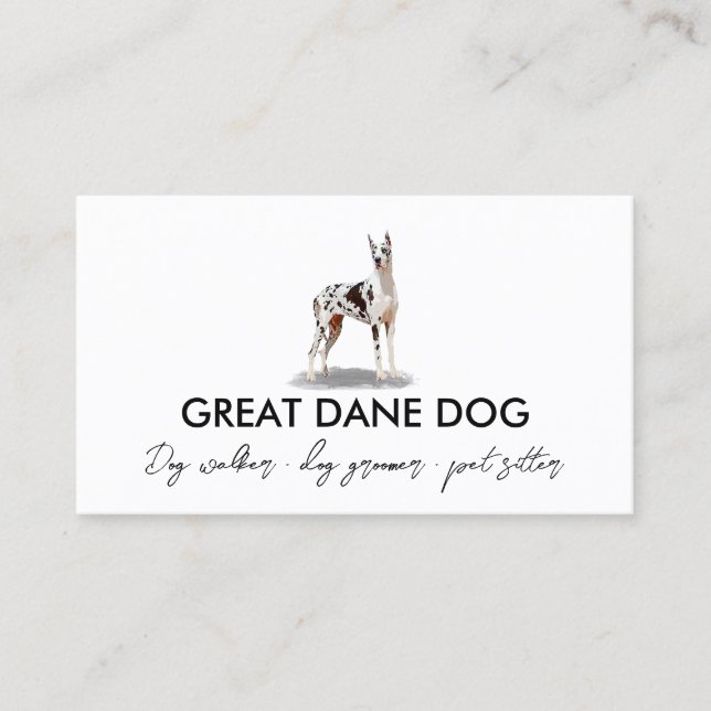 Carte De Visite Chien blanc grand dane arlequin (Devant)