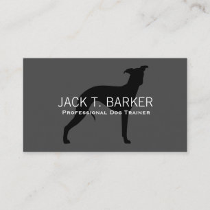 Carte De Visite Chien blanc Silhouette noir sur gris