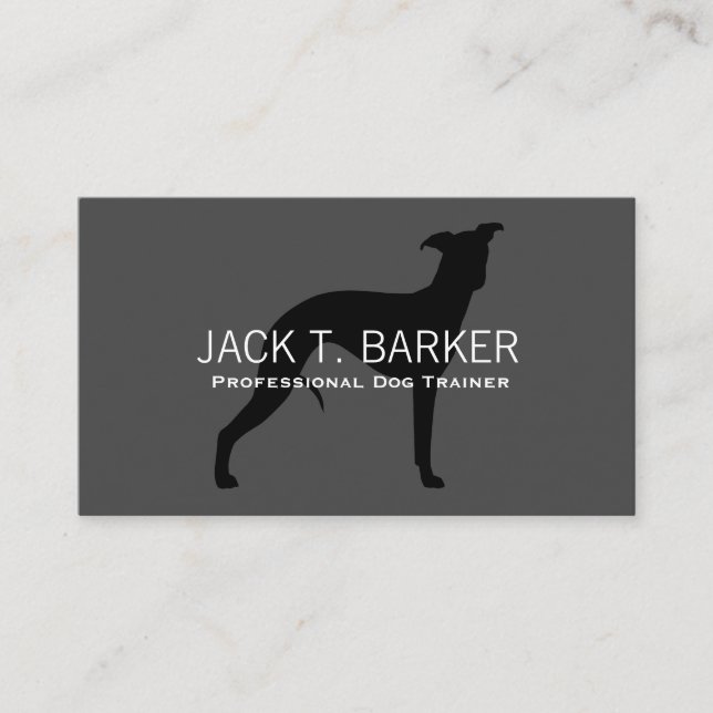 Carte De Visite Chien blanc Silhouette noir sur gris (Devant)
