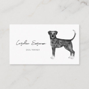 Carte De Visite Chien Boxer Allemand En Noir Et Blanc & Texte Pers