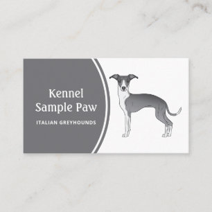 Carte De Visite Chien Caricature Italien Gris Bleu Et Blanc