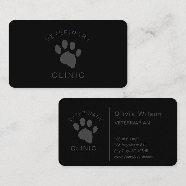 Carte De Visite Chien Chat Vétérinaire Clinique Vétérinaire Seul C (Devant / Derrière)