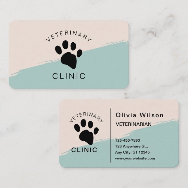 Carte De Visite Chien Chat Vétérinaire Clinique Vétérinaire Seul C (Devant / Derrière)