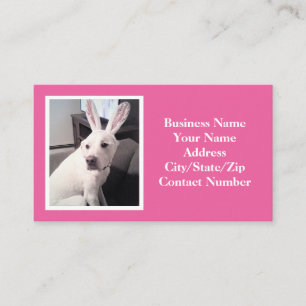 Carte De Visite Chien Chiot Blanc Mignonne Avec Lapin De Pâques Or