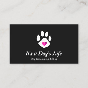 Carte De Visite Chien Coeur Paw Animaux de compagnie assis et Groo