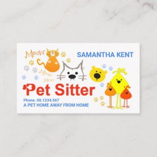 Carte De Visite Chien Coloré Chat Oiseau Animaux de compagnie
