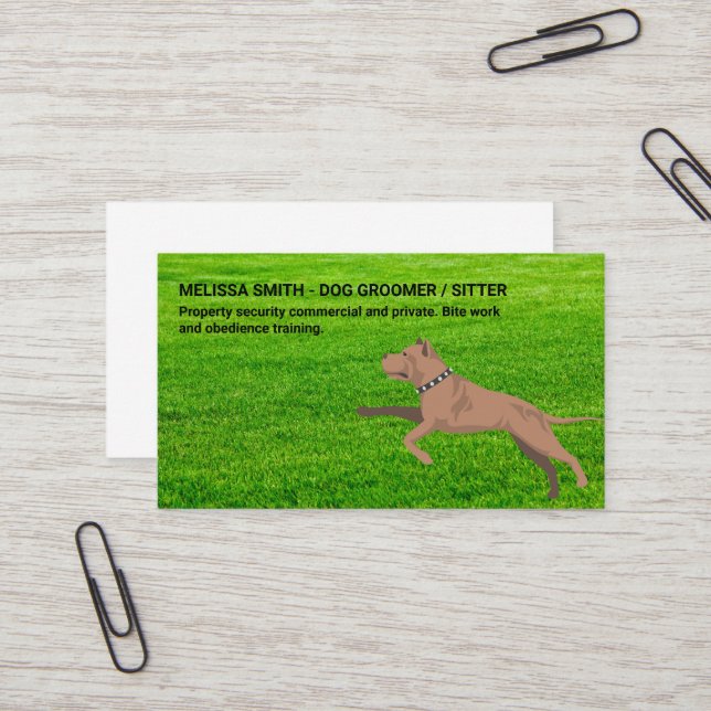 Carte De Visite Chien courant dans l'herbe | Chien Paws (Devant/Arrière en situation)