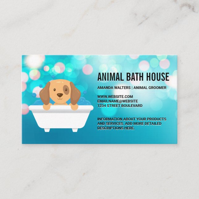 Carte De Visite Chien dans la baignoire (Devant)
