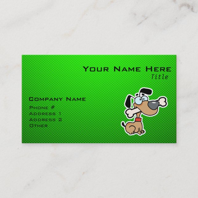 Carte De Visite Chien de bande dessinée ; Vert (Devant)