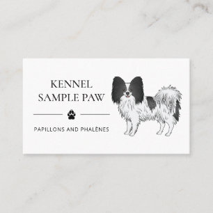 Carte De Visite Chien de caricature de Papillon noir et blanc - Ch