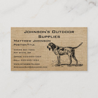 Carte De Visite Chien de chasse vintage de toile de jute