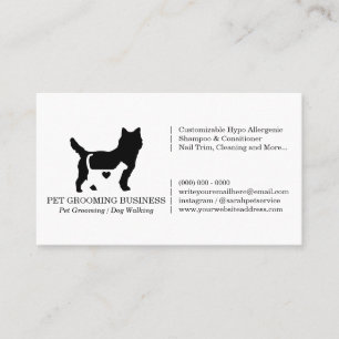 Carte De Visite Chien de chat formel cœur animal de compagnie