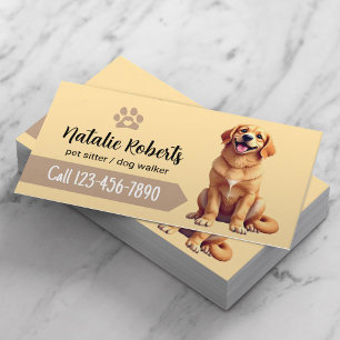 Carte De Visite Chien de chien d'animal marchant mignon Golden Ret