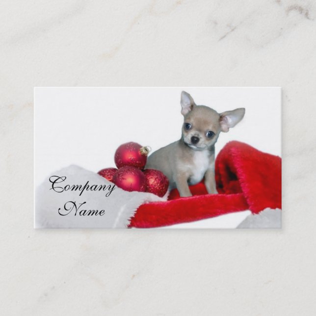 Carte De Visite Chien de chiwawa de Noël (Devant)
