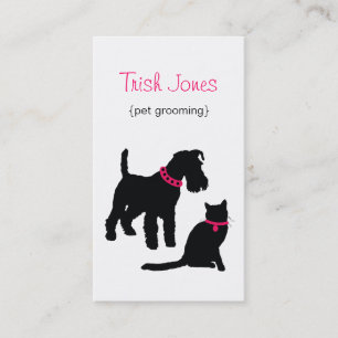 Carte de visite chien et chat (rose chaud)
