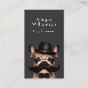 Carte De Visite Chien Groomer Amusant Français Bulldog QR Code