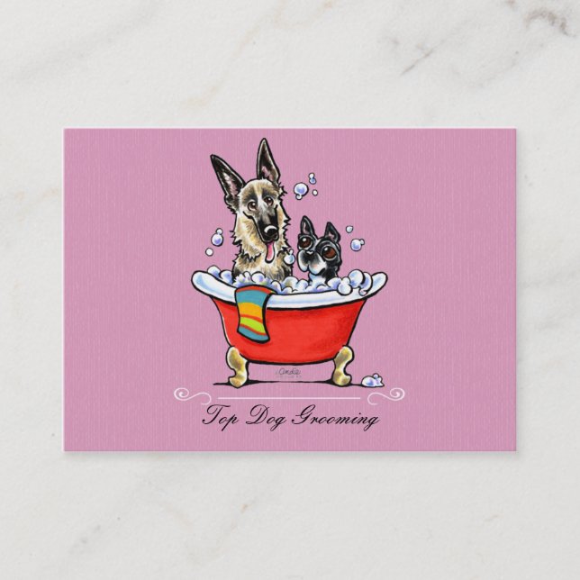 Carte De Visite Chien Groomer Fancy Claw Foot Tub Lavande (Devant)