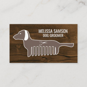 Carte De Visite Chien Groomer   Formateur   Animal   Bois