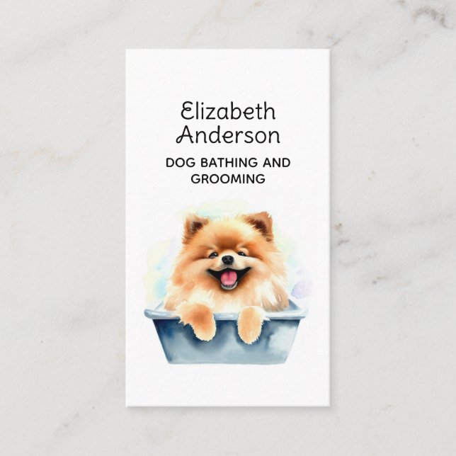 Carte De Visite Chien Groomer Pomeranian (Devant)