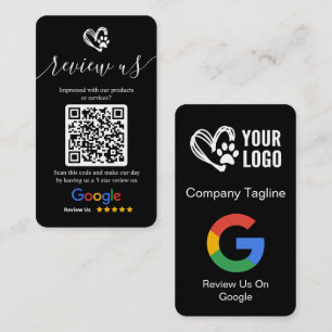 Carte De Visite Chien Grooming Google Demande d'avis Logo & QR Cod