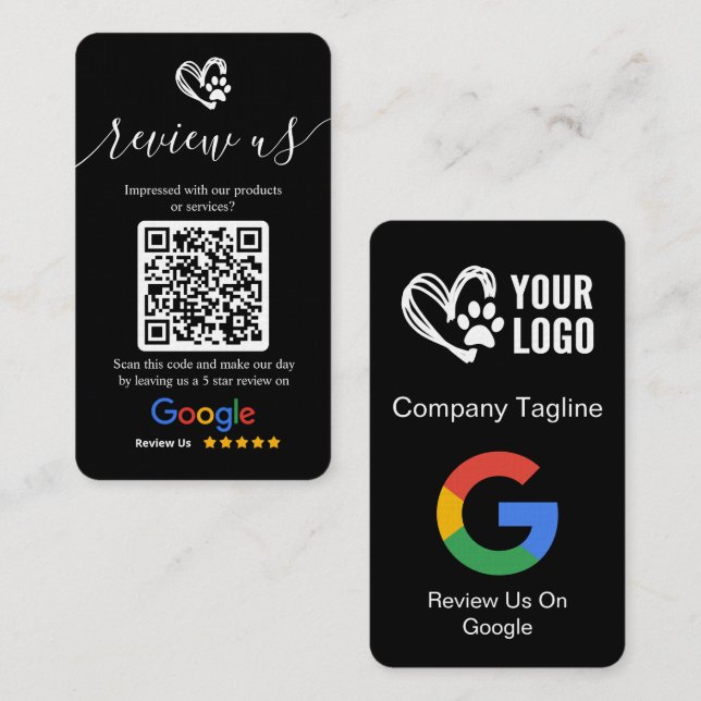 Carte De Visite Chien Grooming Google Demande d'avis Logo & QR Cod (Devant / Derrière)
