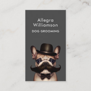 Carte De Visite Chien Grooming QR code drôle Français Bulldog