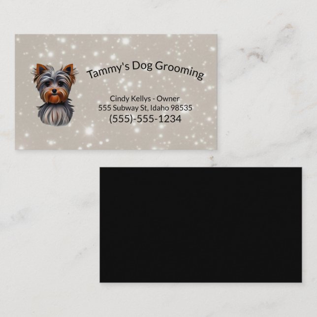 Carte De Visite Chien Grooming Yorkie (Devant / Derrière)