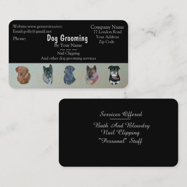 Carte De Visite chien Grossissement des animaux de compagnie servi (Devant / Derrière)