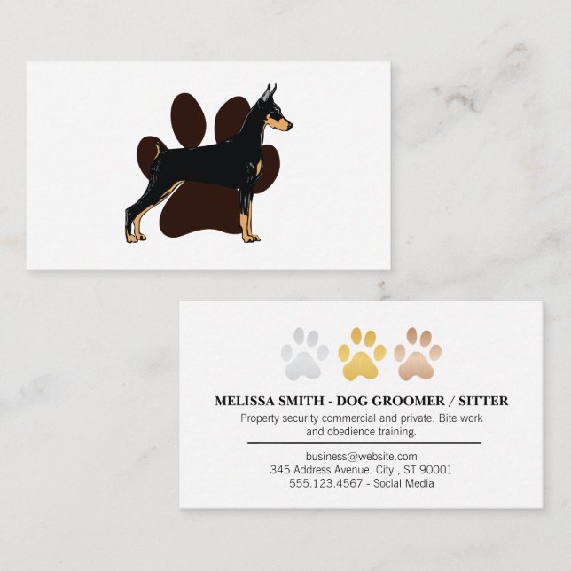 Carte De Visite Chien K9 | Chien Paw (Devant / Derrière)