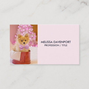 Carte De Visite Chien mignon avec cabot rose Photo de Noël