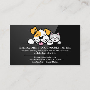 Carte De Visite Chien mignon et chat souriant
