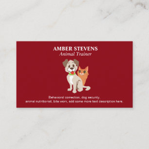 Carte De Visite Chien mignon et chats   Refuge animal   Formateur