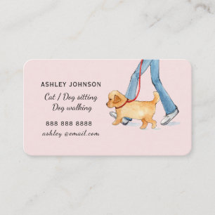 Carte De Visite Chien mignon promenant animal de compagnie assis a