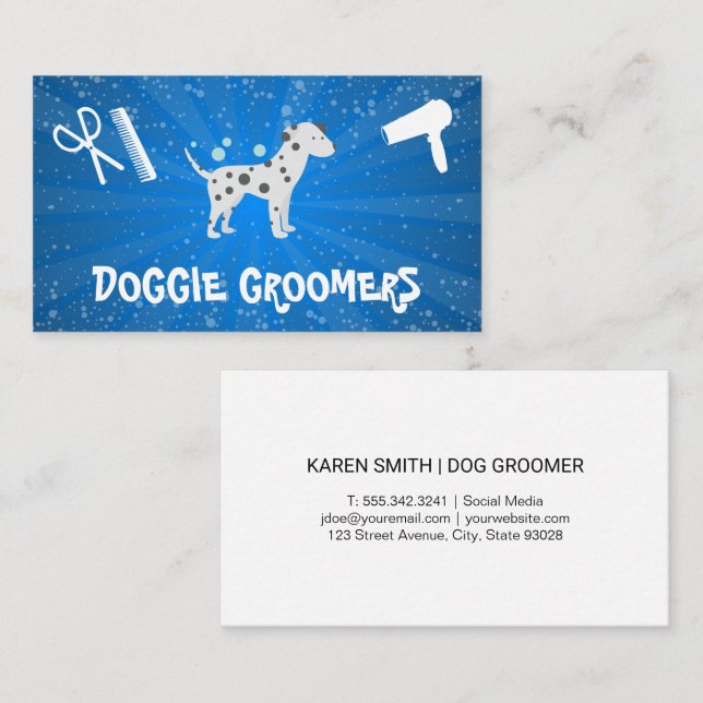 Carte De Visite Chien mignon tacheté | Outils de mise en forme (Devant / Derrière)