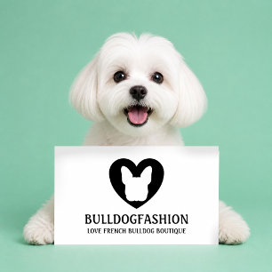Carte De Visite Chien noir coeur amour Bouledogue Français