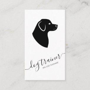 Carte De Visite Chien Noir et Blanc Silhouette Éducateur de Chien