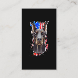 Carte De Visite Chien patriotique USA Doberman Drapeau américain