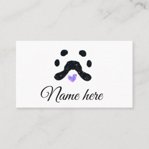 Carte De Visite Chien patte noir animal ajouter nom texte animal p