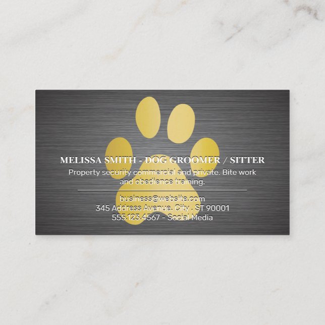 Carte De Visite Chien Paw Gold (Dos)