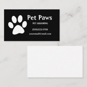 Carte De Visite Chien Paw White Black Pet Grossesse Service Cuisin