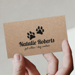 Carte De Visite Chien Paws Animal Sitter Chien Walker Rustique Kra