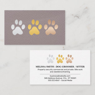 Carte De Visite Chien Paws   Arrière - plan en cuir Lux