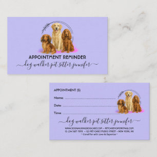 Carte De Visite Chien pourpre race Vet Soins des animaux de compag