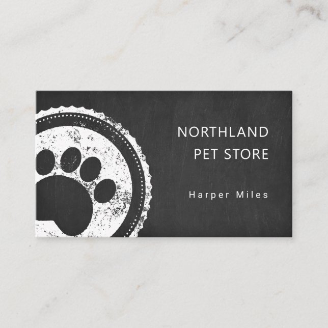 Carte De Visite Chien rustique empreinte de patte chalkboard logo  (Devant)