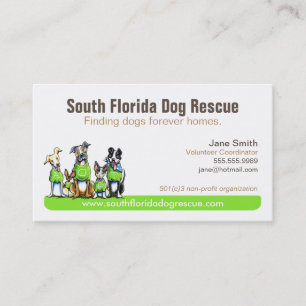 Carte De Visite Chien Secouru sans but lucratif Tagline verte