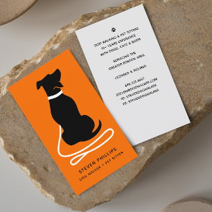 Carte De Visite Chien Silhouette moderne marchant Chien assis
