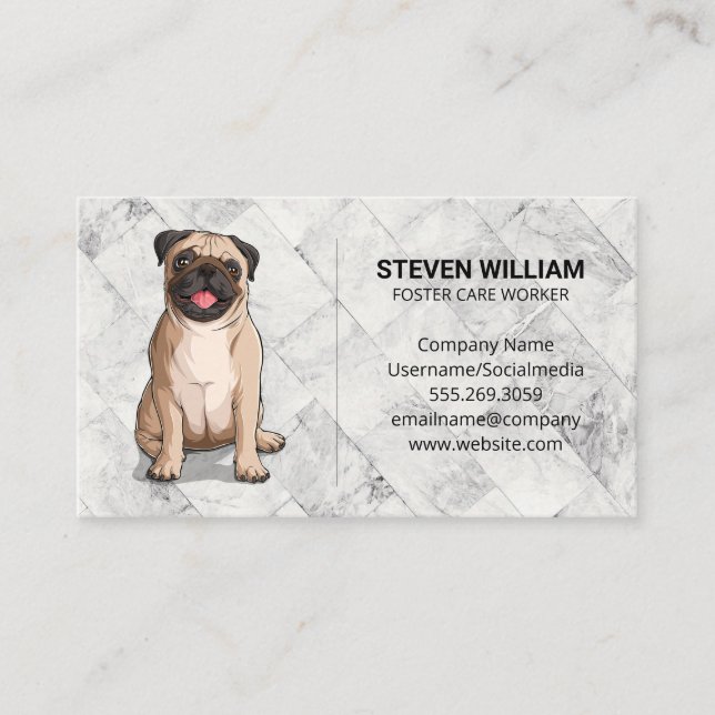 Carte De Visite Chien souriant et assis (Devant)